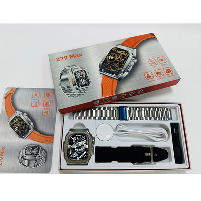 Z79 Max Armour Smart Watch – 2.1" IPS Display, Bluetooth Call, AI Voice Assistant, Compass, Heart Rate & Sports Tracking – Black