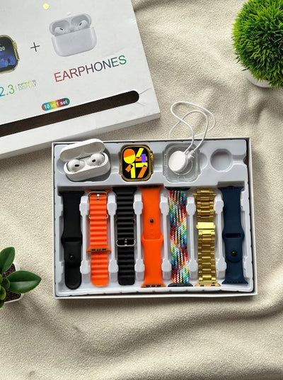 i20 Ultra Max Smartwatch with Earpods Pro 2 & 7 Premium Interchangeable Straps - The Ultimate Tech Bundle