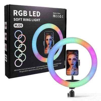MJ26 10.2" RGB LED Soft Ring Light – 25W Dimmable Selfie Ring Light with Multi-Color Modes