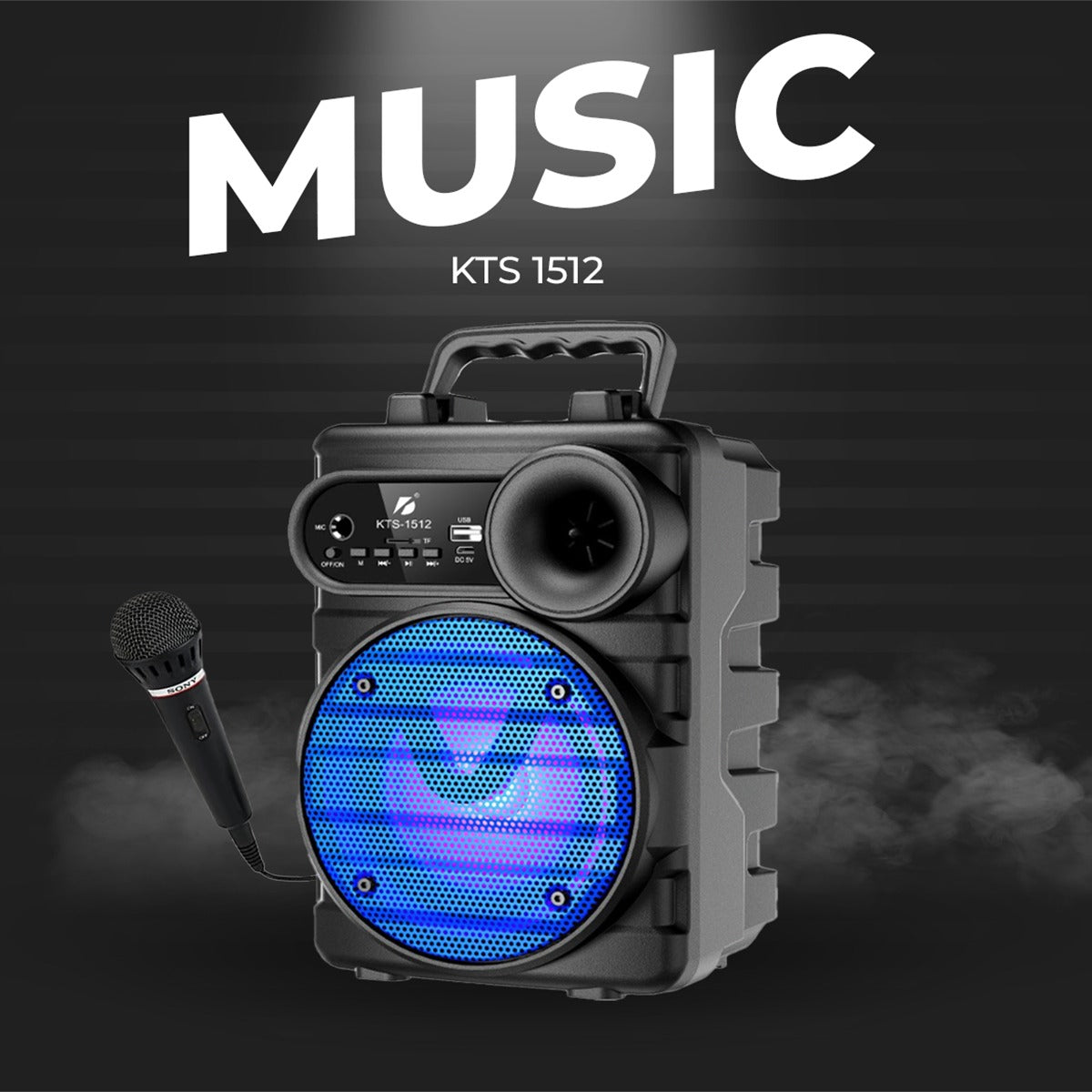 KTS-1512 Wireless Bluetooth Speaker – TWS, FM, USB, Mic, Original K Board