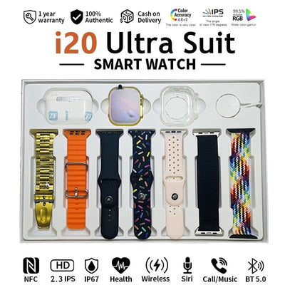 i20 Ultra Max Smartwatch with Earpods Pro 2 & 7 Premium Interchangeable Straps - The Ultimate Tech Bundle