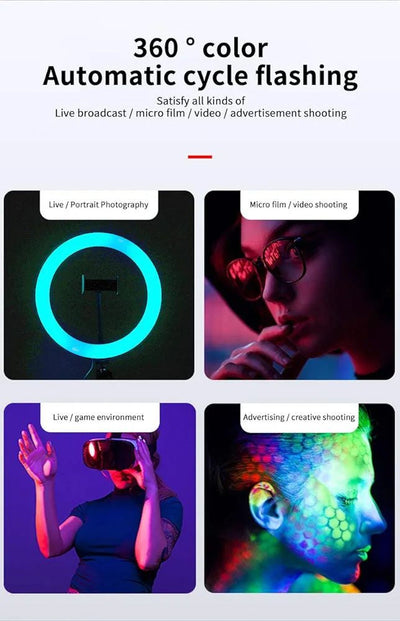 MJ26 10.2" RGB LED Soft Ring Light – 25W Dimmable Selfie Ring Light with Multi-Color Modes