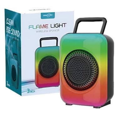 GTS-1867 Mini Portable 3-Inch Wireless Speaker – Rechargeable with Flame Lighting Effect