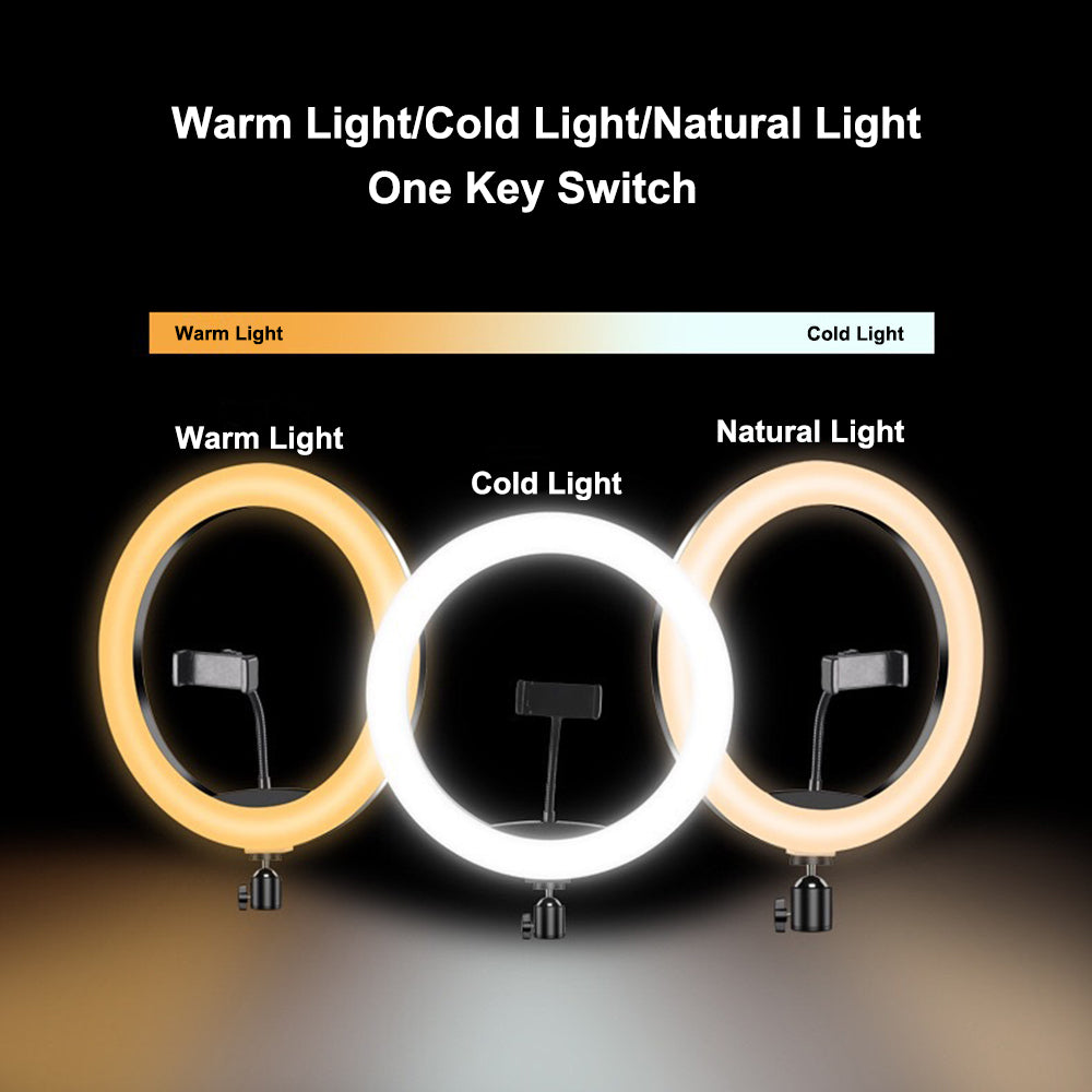 MJ33 13" RGB LED Ring Light – Multi-Color Rainbow & Off-White Light with Phone Clip (Without Stand)