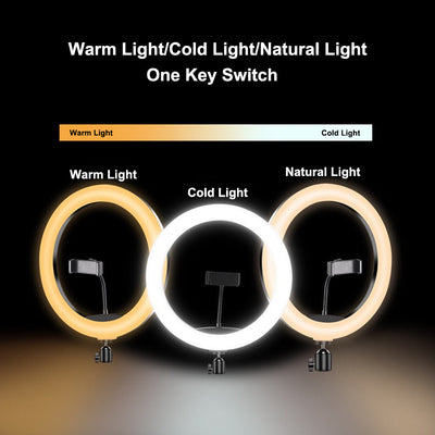 MJ33 13" RGB LED Ring Light – Multi-Color Rainbow & Off-White Light with Phone Clip (Without Stand)