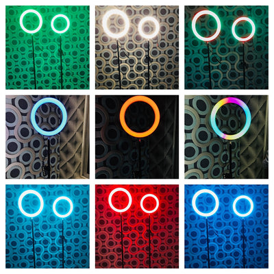 MJ33 13" RGB LED Ring Light – Multi-Color Rainbow & Off-White Light with Phone Clip (Without Stand)