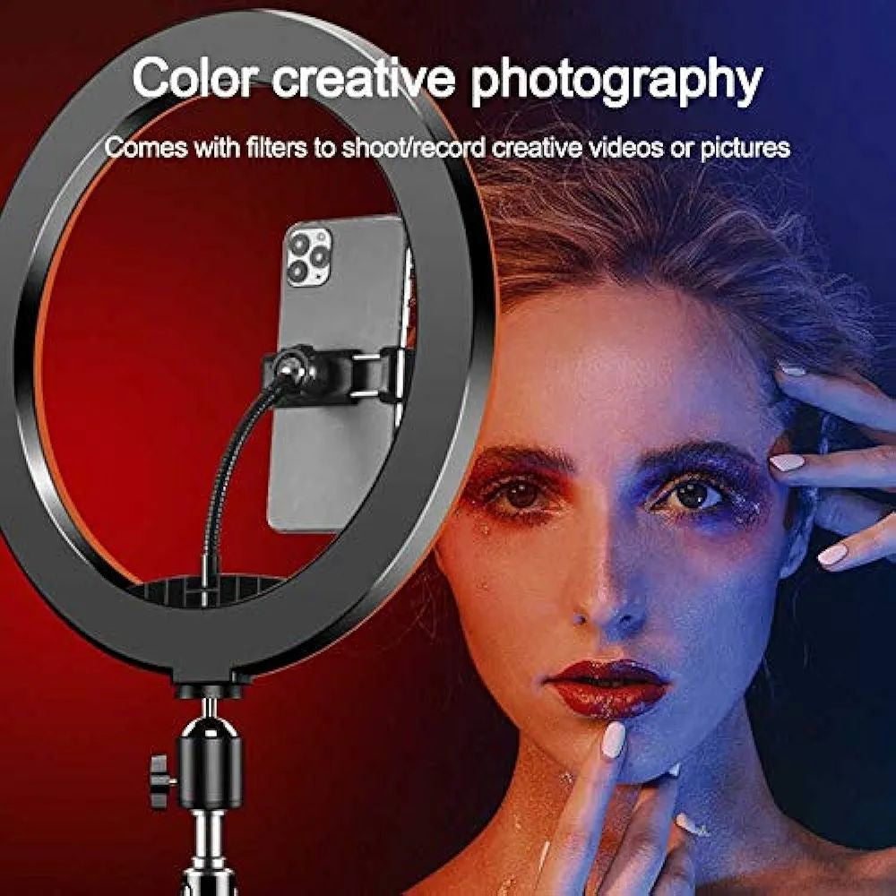 MJ26 10.2" RGB LED Soft Ring Light – 25W Dimmable Selfie Ring Light with Multi-Color Modes