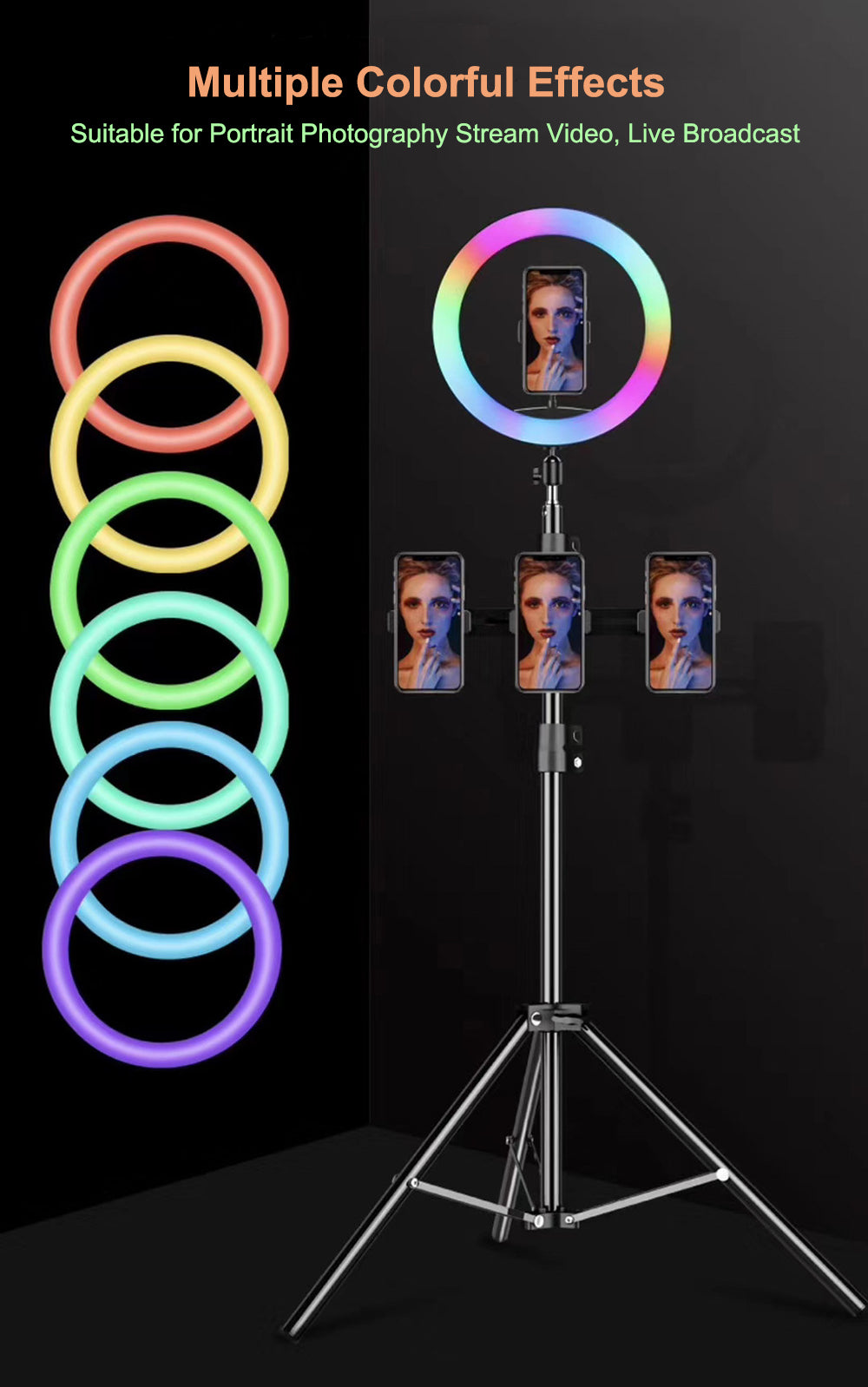 MJ36 14.1" RGB LED Ring Light – Multi-Color Beauty Fill Light with Phone Clip (Stand Not Included)