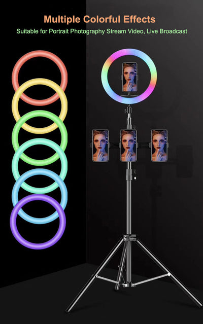 MJ36 14.1" RGB LED Ring Light – Multi-Color Beauty Fill Light with Phone Clip (Stand Not Included)
