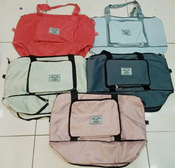 Women Travel Foldable Shoulder Bag Patchwork Tote Bag Casual Large Capacity Fashion Handbag (random Color)