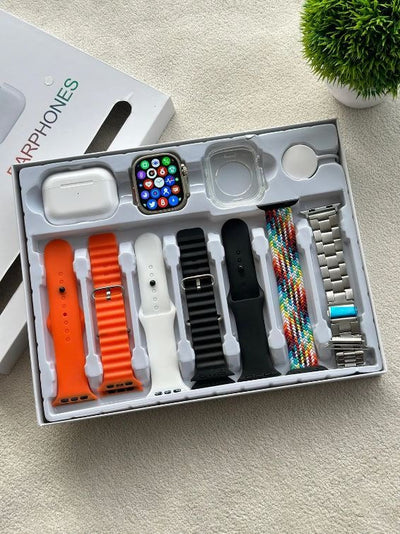 i20 Ultra Max Smartwatch with Earpods Pro 2 & 7 Premium Interchangeable Straps - The Ultimate Tech Bundle